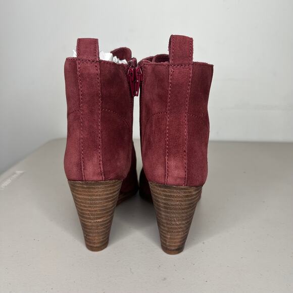 Diba Blake Burgundy Leather Lace Up Wedge Booties 7.5 - Picture 3 of 8
